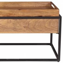Wohnzimmertisch Mit Tablett & Staufach - Imhelia -Raik Shop wohnzimmertisch mit tablett staufach aus holz akazie metall schwarz imhelia 05